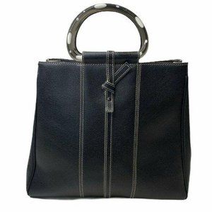 Christine Degennaro Leather Acrylic Handles Bag